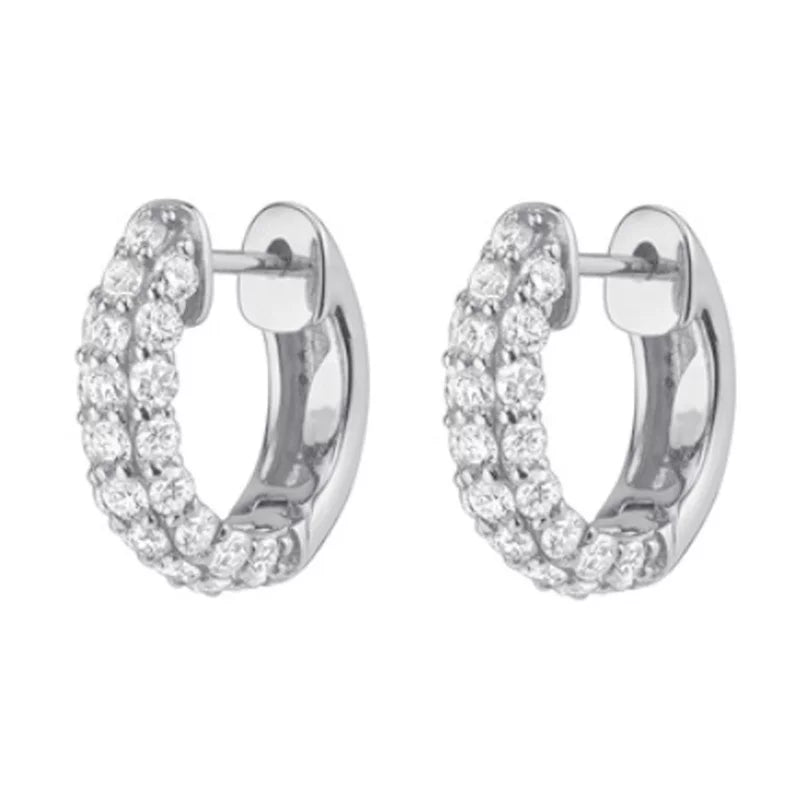 Jilifang Fashionable Stacked High-End Gold-Plated Glossy Combination Inlaid Rhinestone Hoop Earrings Ear Clip Earrings