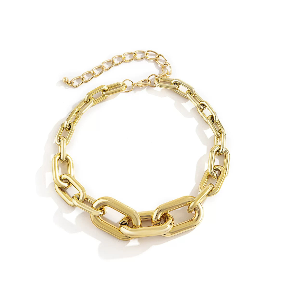 European And American Cross-Border Jewelry, Punk Hip-Hop Rough Collarbone Necklace, Retro Simple Metal Buckle Single-Layer Necklace For Women