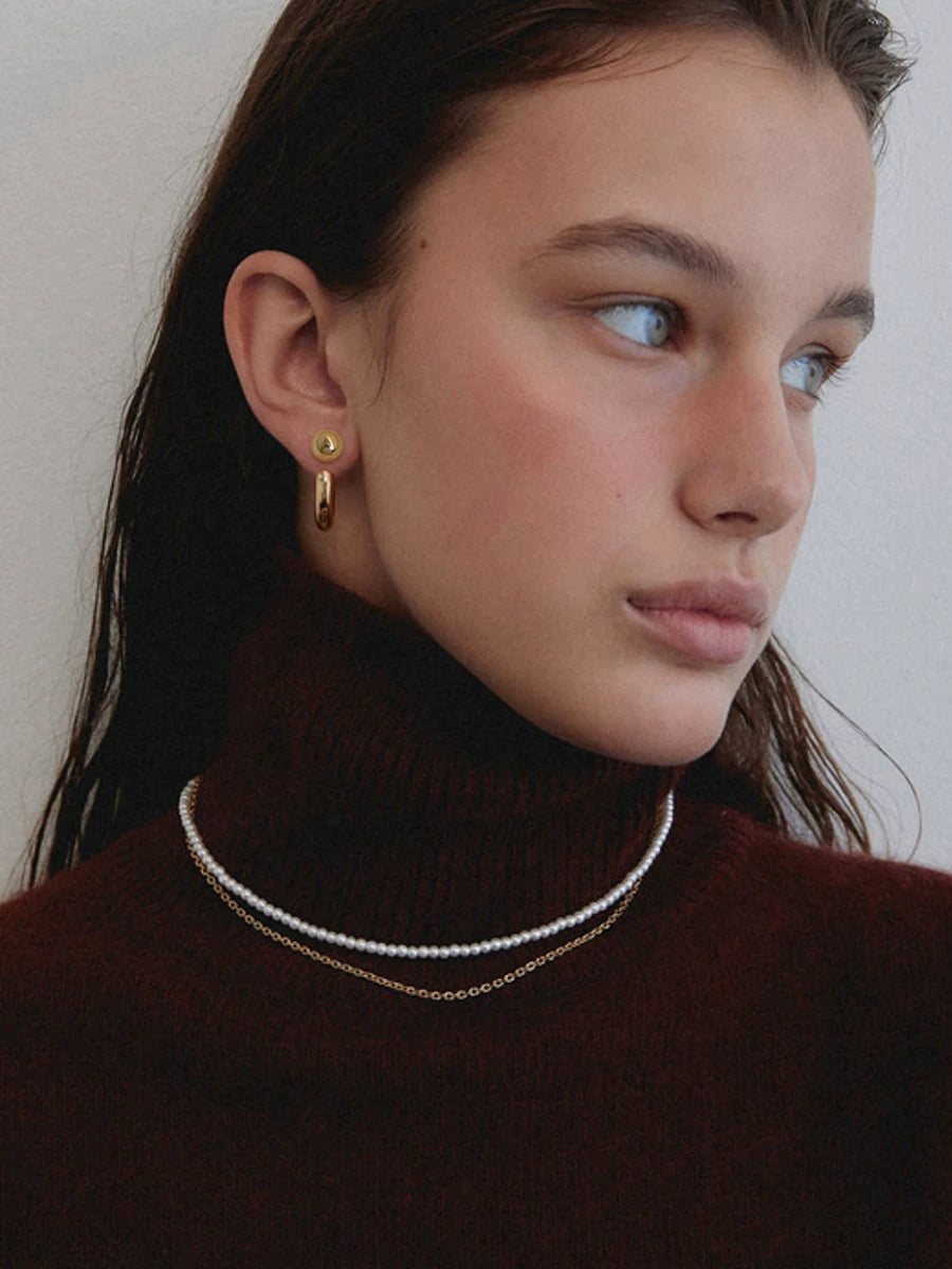 Close Your Eyes And Enter~Fashionable Niche Design High-End European And American Minimalist Personality Geometric Ring C-Shaped Hoop Earrings