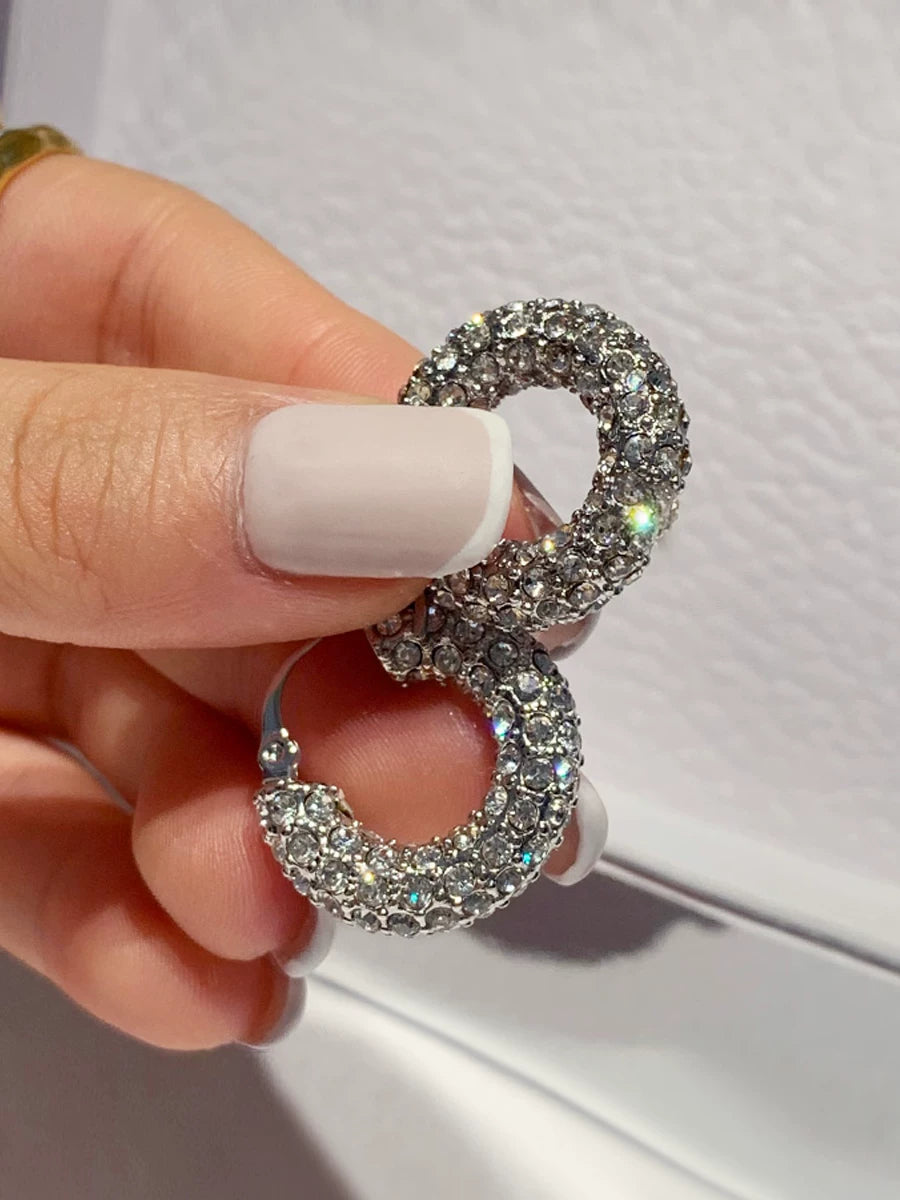 New York Trendy Brand Kendall Kendall Shiny Silver Full Diamond Thick European And American Ins Round Earrings Hypoallergenic Earrings