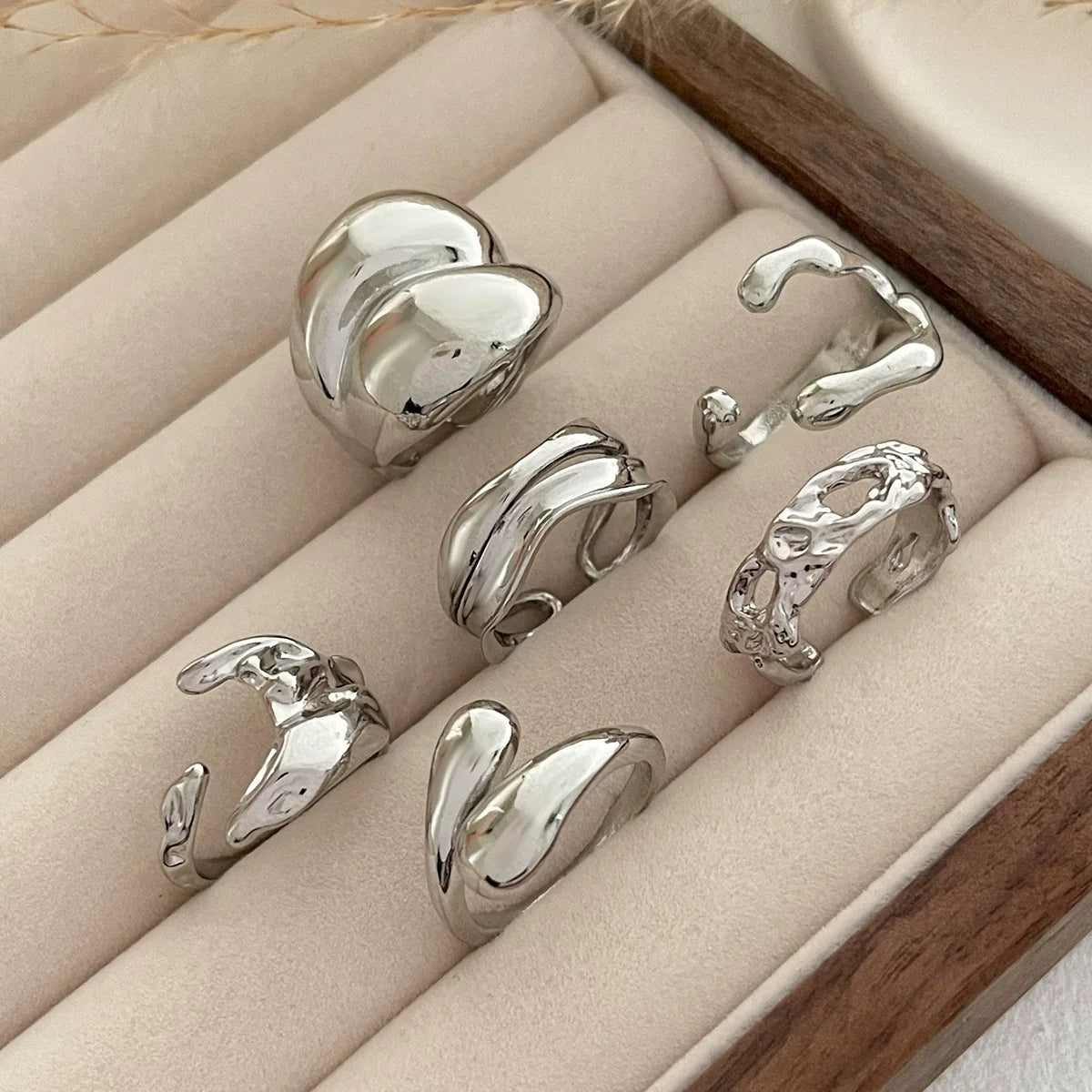 Detsccda | 2026 Women's Stackable Liquid Lava Open Ring Set with Water Drop Hug Design Statement Fashion Jewelry