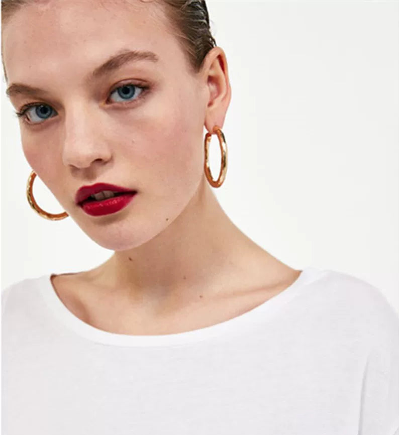 Pdo Axi Brother'S Same Style Minimalist C-Ring European And American Hoop Style Ins Super Hot Earrings Round Hollow Earrings Earrings