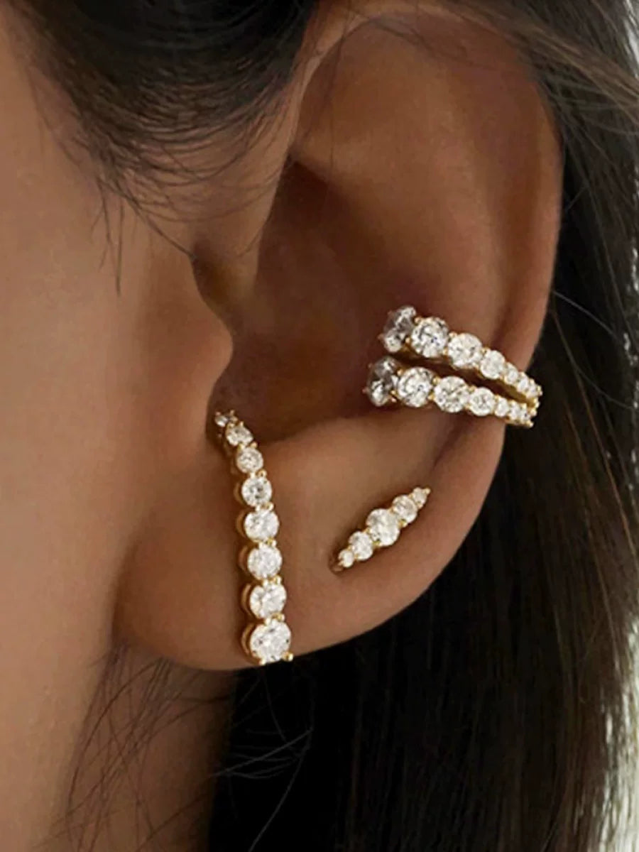 European And American Style Hot Girl Hip-Hop Ear Cuff Inlaid With Rhinestones And Zircons Multi-Layered Layered Ear Cuff Without Pierced Ears