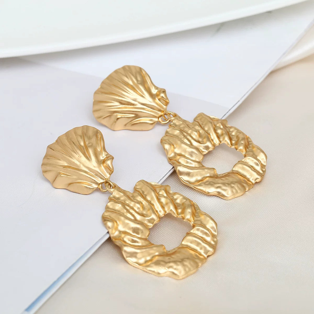 Cross-Border Jewelry, Exaggerated And Creative Metal Shell Earrings For Women, Geometric Irregular Earrings, Trendy Earrings