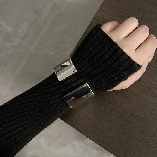 Internet Celebrity Personality Open Metal Wide Version Metal European And American Fashion Versatile Open Bracelet Niche Design Bracelet