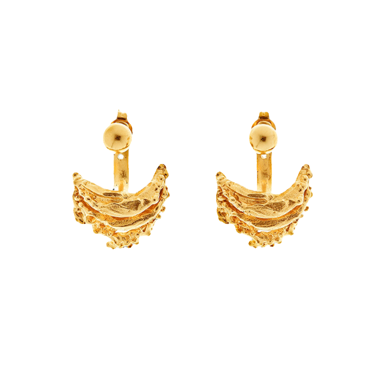 London Niche Ins Designer Retro Lava Curved Irregular 18K Gold-Plated Silver Detachable Earrings