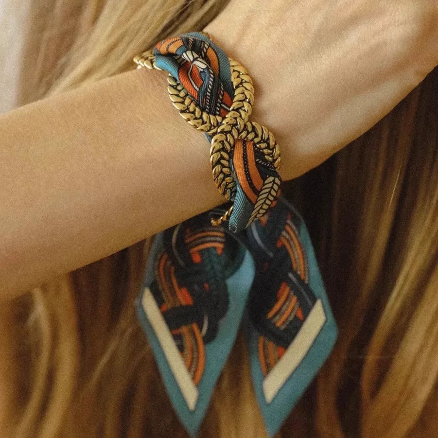 French Niche Design Ribbon Bracelet Frosted Gold Twist Opening Adjustable Middle-Aged Vintage Bracelet