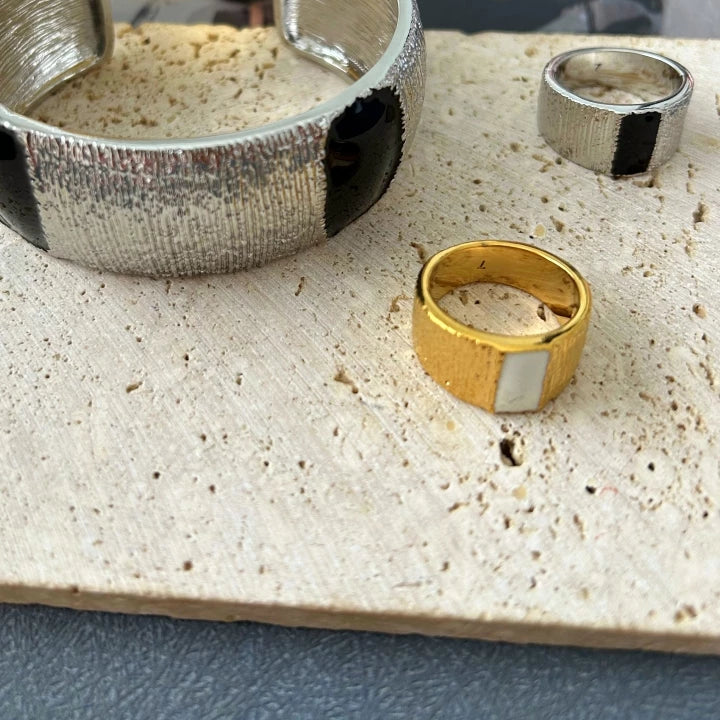 Niche Design European And American Fashion Gold Wide Version Bracelet Sparkling Opening Adjustable Color Matching Bracelet Accessible Luxury Women