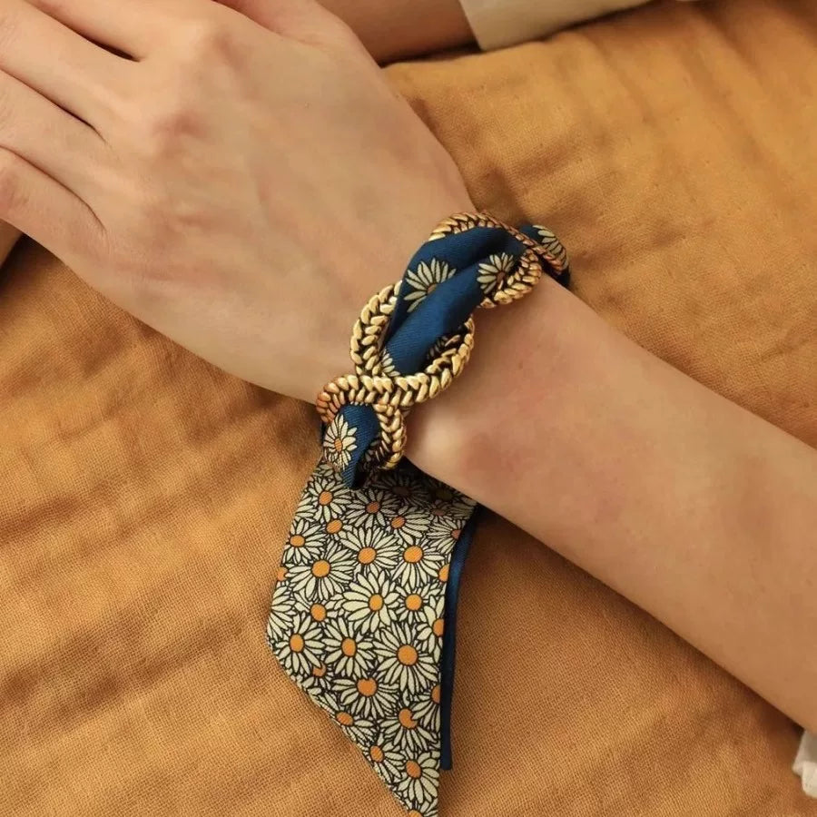 French Niche Design Ribbon Bracelet Frosted Gold Twist Opening Adjustable Middle-Aged Vintage Bracelet