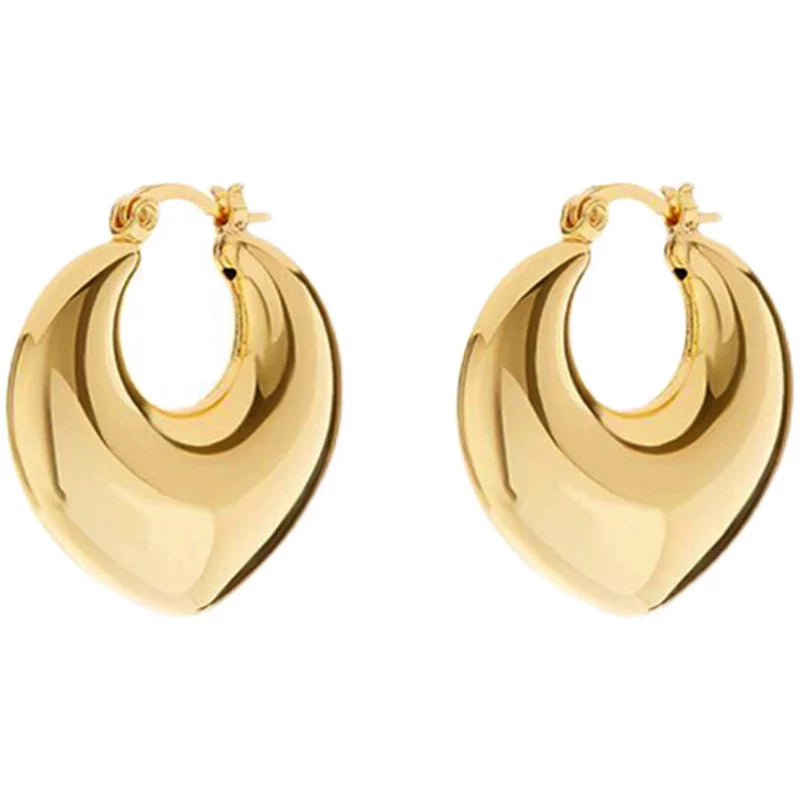 Jilifang European And American Ins Blogger Geometric Love-Shaped Metal Titanium Steel Hollow Weight-Reducing Anti-Allergic Earrings Hoops