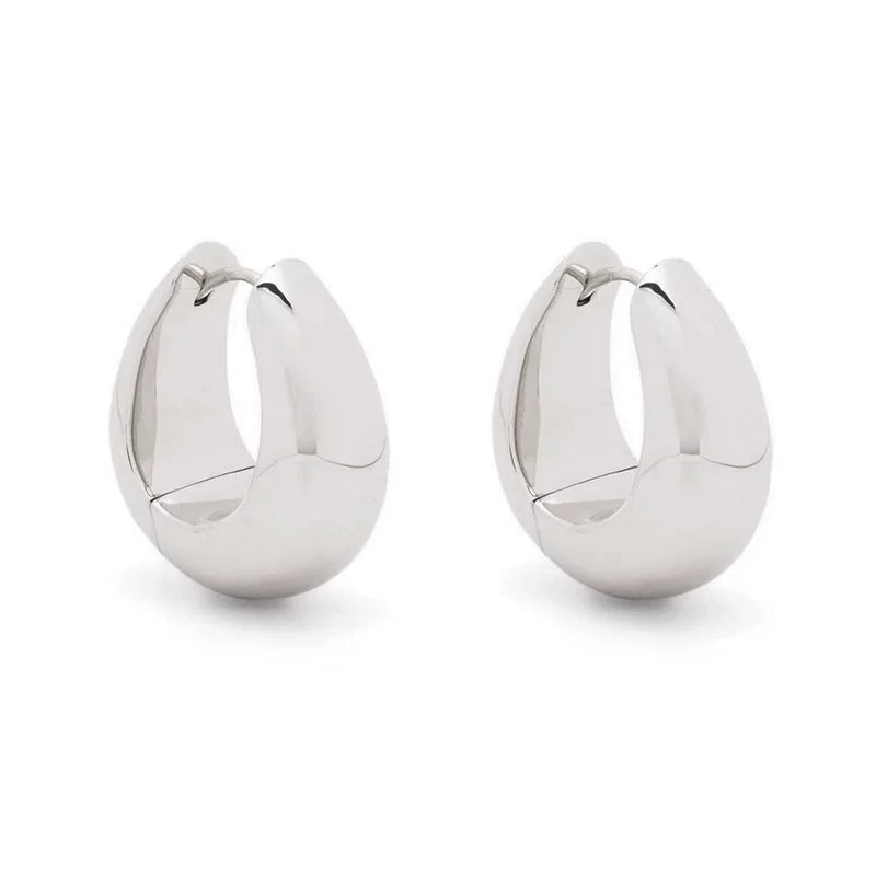 European And American Cold And Simple French Retro Versatile Fashionable High-End Brass Gold-Plated Water Drop Circle Earrings