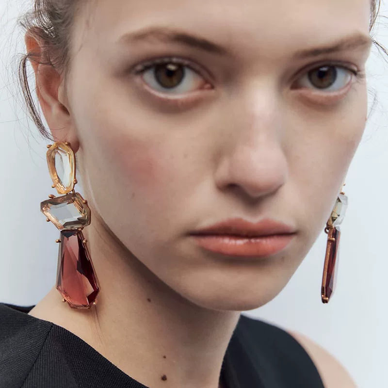 European And American Original Design Niche Acrylic Resin Temperament Earrings, Personalized Geometric, Simple, Slimming And Fashionable Earrings