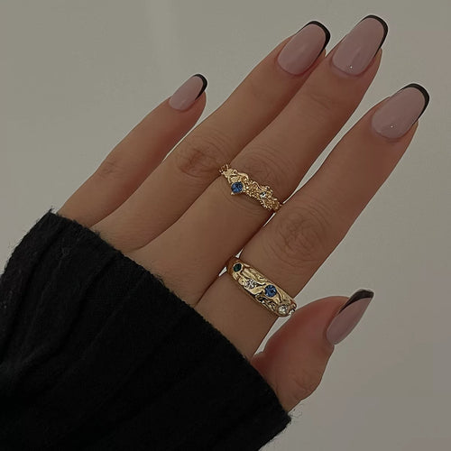 Detsccda | 2026 Irregular Pleated Metal Ring Set with Open Design and Crystal Accents for Everyday Styling