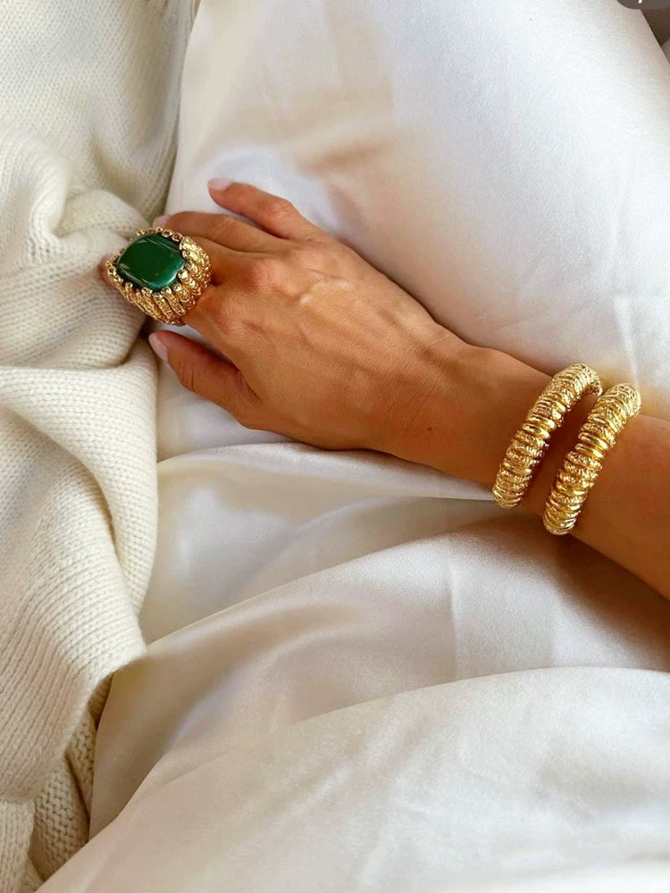 Detsccda | Medieval Vintage Inspired Bracelet Adjustable Metal Band Women’s Layered Statement Jewelry European Style Accessory