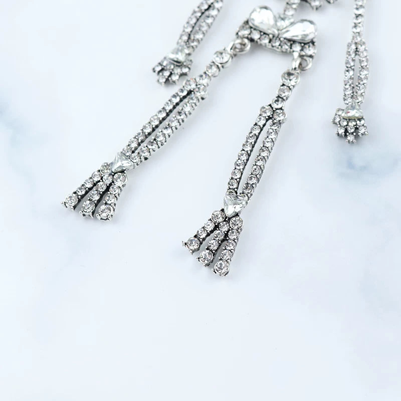 European And American Exaggerated Big-Name Niche Temperament Earrings Full Of Diamonds Luxury Halloween Skeleton Personality Ear Nightclub Trendy Women'S Earrings