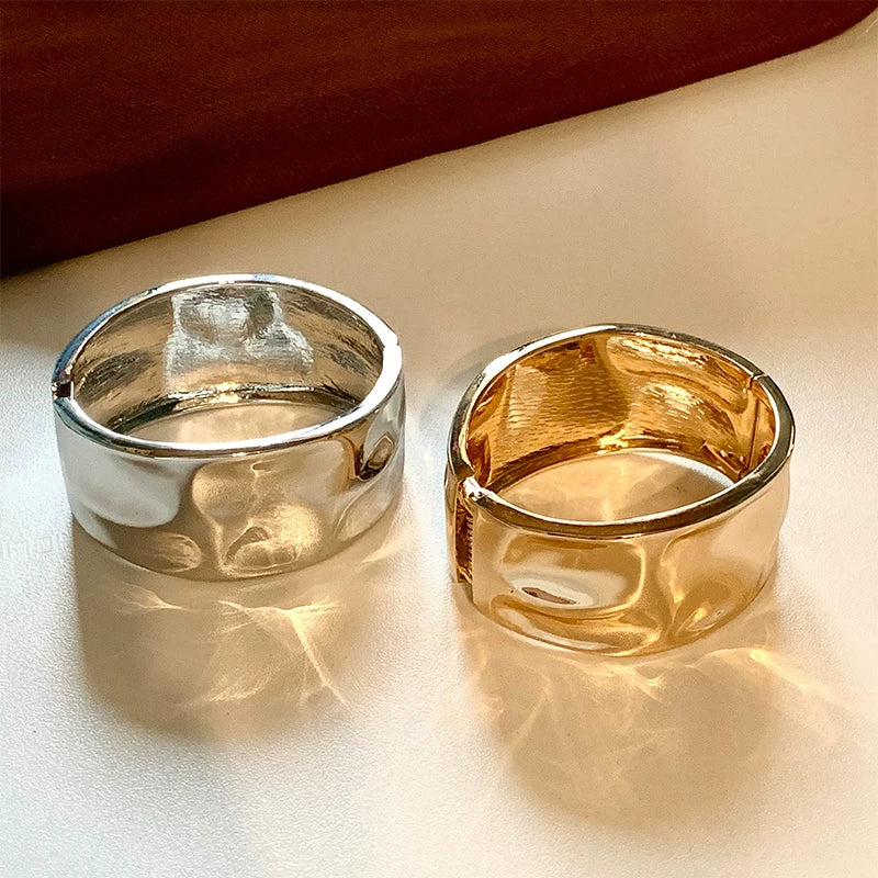 Internet Celebrity Personalized Metal Wide Version Bracelet For Women Niche European And American Metal Open Bracelet Autumn And Winter New Bracelet Accessories Trendy