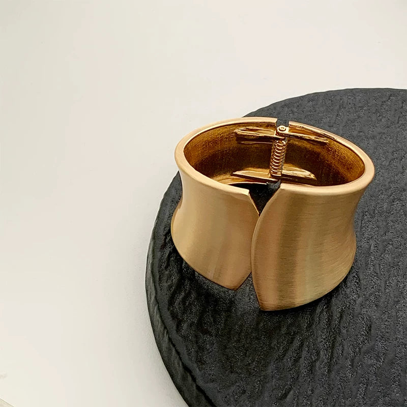Detsccda | Retro Exaggerated Metal Wide Brushed Bracelet Women’s Niche Temperament Autumn Winter Sweater Accessory European American Fashion Jewelry