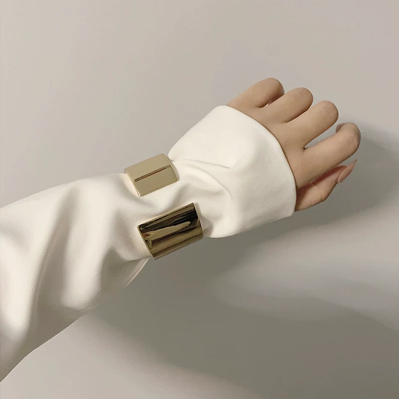 Internet Celebrity Personality Open Metal Wide Version Metal European And American Fashion Versatile Open Bracelet Niche Design Bracelet