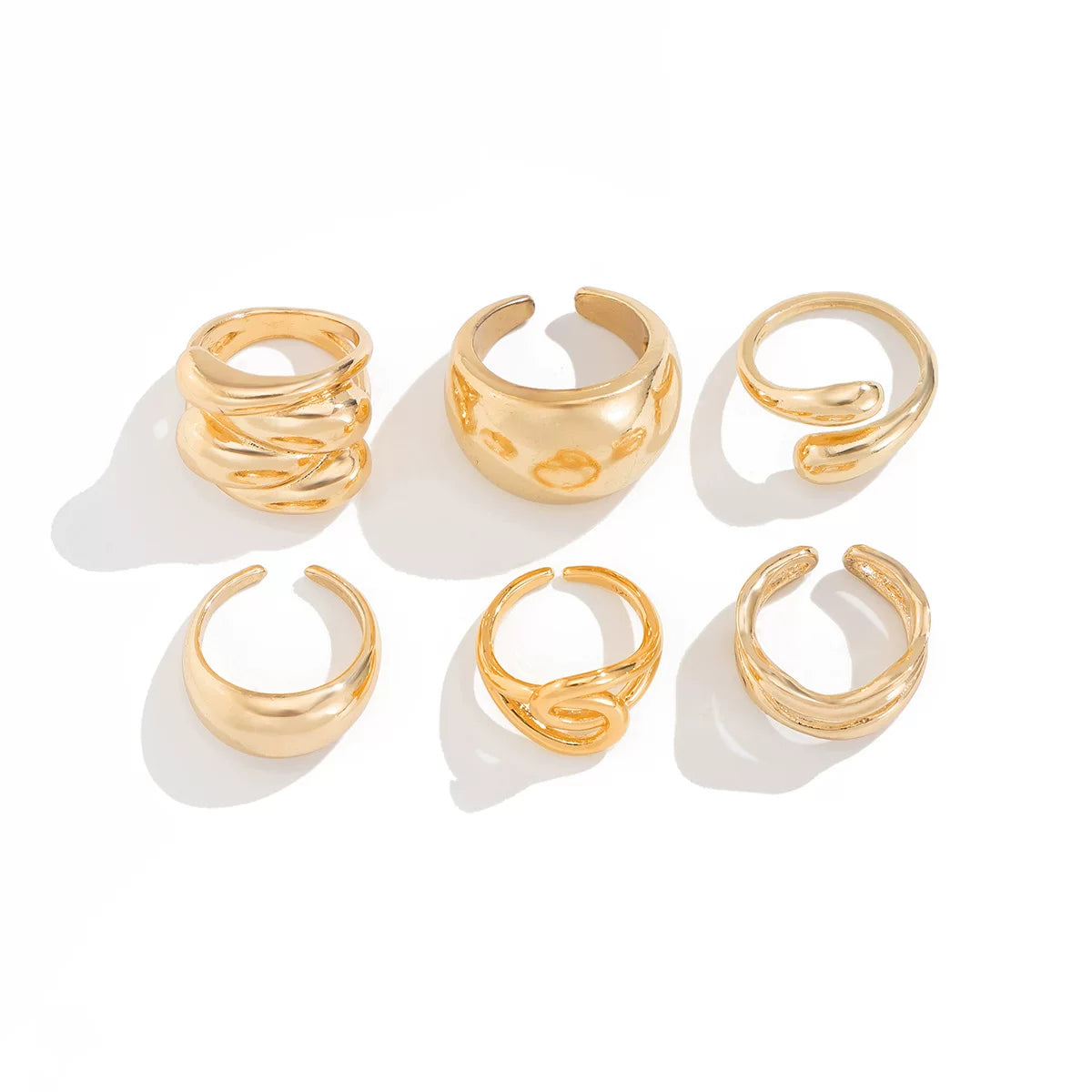 European And American Cross-Border Ins Style Liquid Metal Pleated Open Ring Women'S Design Irregular Lava Ring Rings