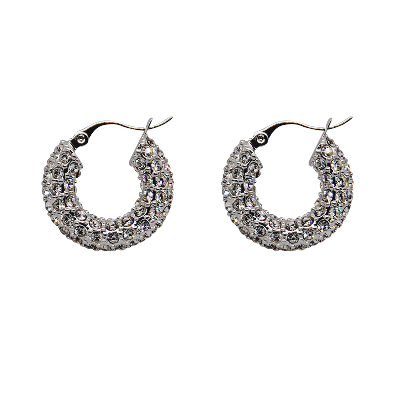 Detsccda | Luxury Full Diamond Thick Round Silver Earrings Hypoallergenic Statement Jewelry Women Sparkling Evening Party Fashion Accessory 2026