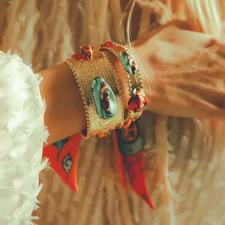 French Niche Design Ribbon Bracelet Frosted Gold Twist Opening Adjustable Middle-Aged Vintage Bracelet