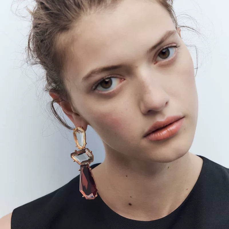 European And American Original Design Niche Acrylic Resin Temperament Earrings, Personalized Geometric, Simple, Slimming And Fashionable Earrings