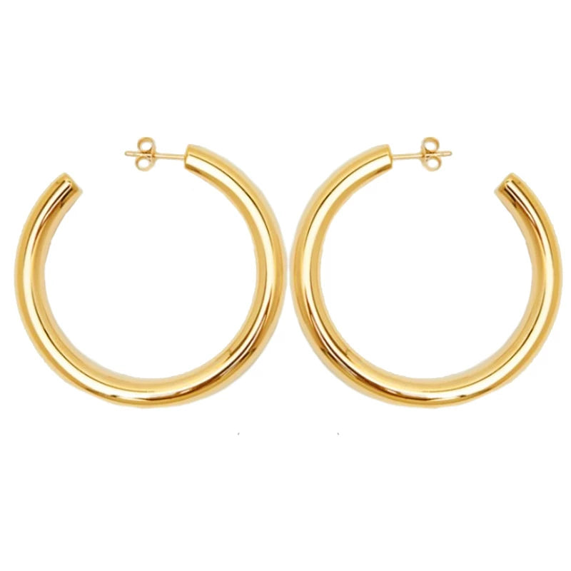 Pdo Axi Brother'S Same Style Minimalist C-Ring European And American Hoop Style Ins Super Hot Earrings Round Hollow Earrings Earrings