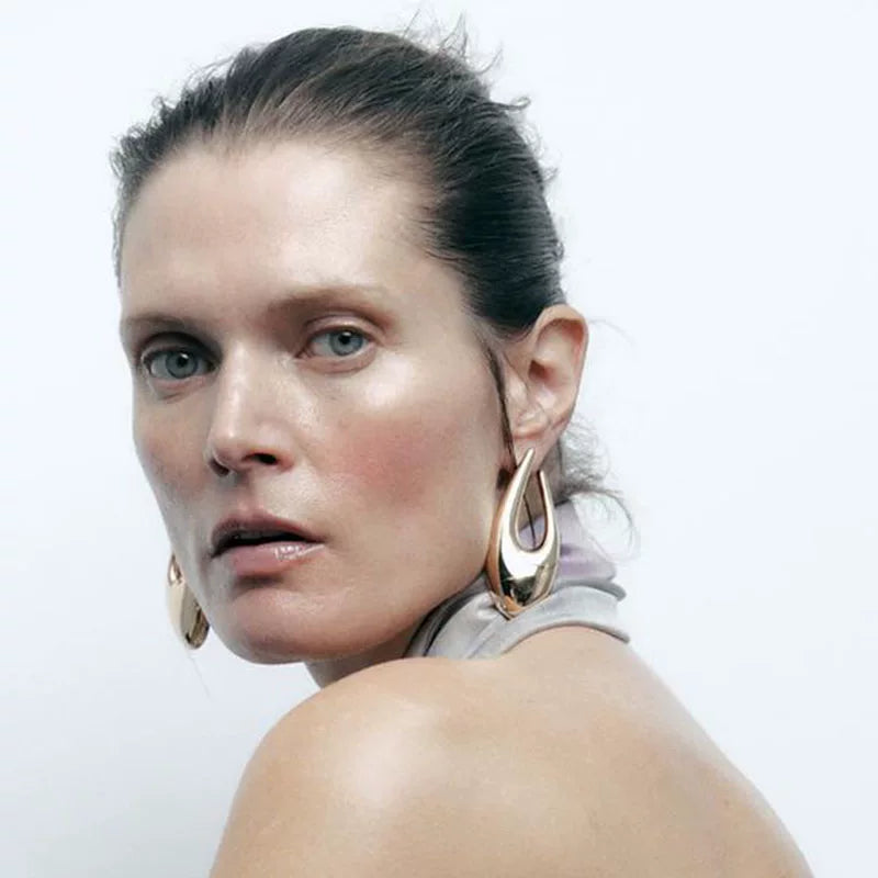 European And American Design Creative Niche Metal Drop-Shaped Antique Earrings, Personality Cold Style Street Style Earrings