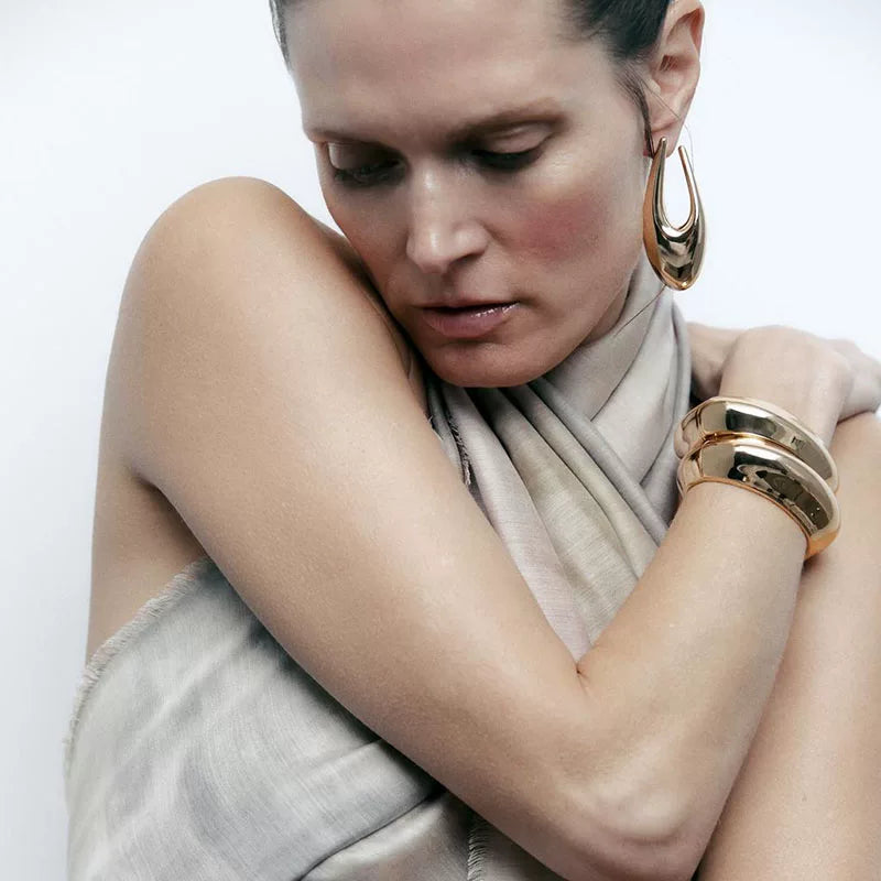 European And American Design Creative Niche Metal Drop-Shaped Antique Earrings, Personality Cold Style Street Style Earrings