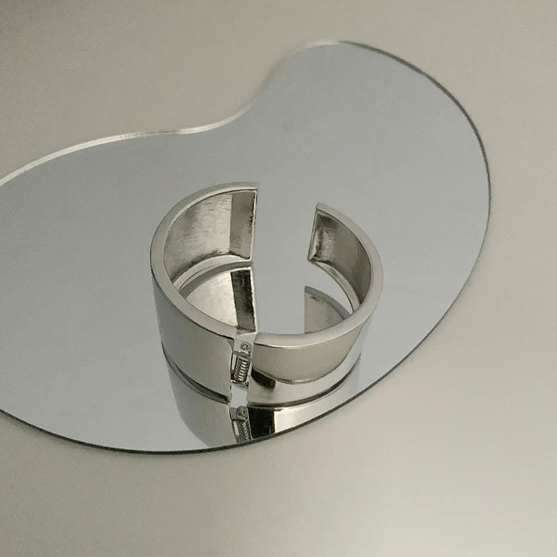 Internet Celebrity Personality Open Metal Wide Version Metal European And American Fashion Versatile Open Bracelet Niche Design Bracelet