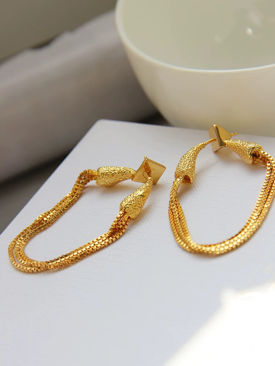 Detsccda | Minimalist Tassel Chain Earrings Gold-Plated Brass Hypoallergenic European American Vintage-Inspired Statement Jewelry Women 2026