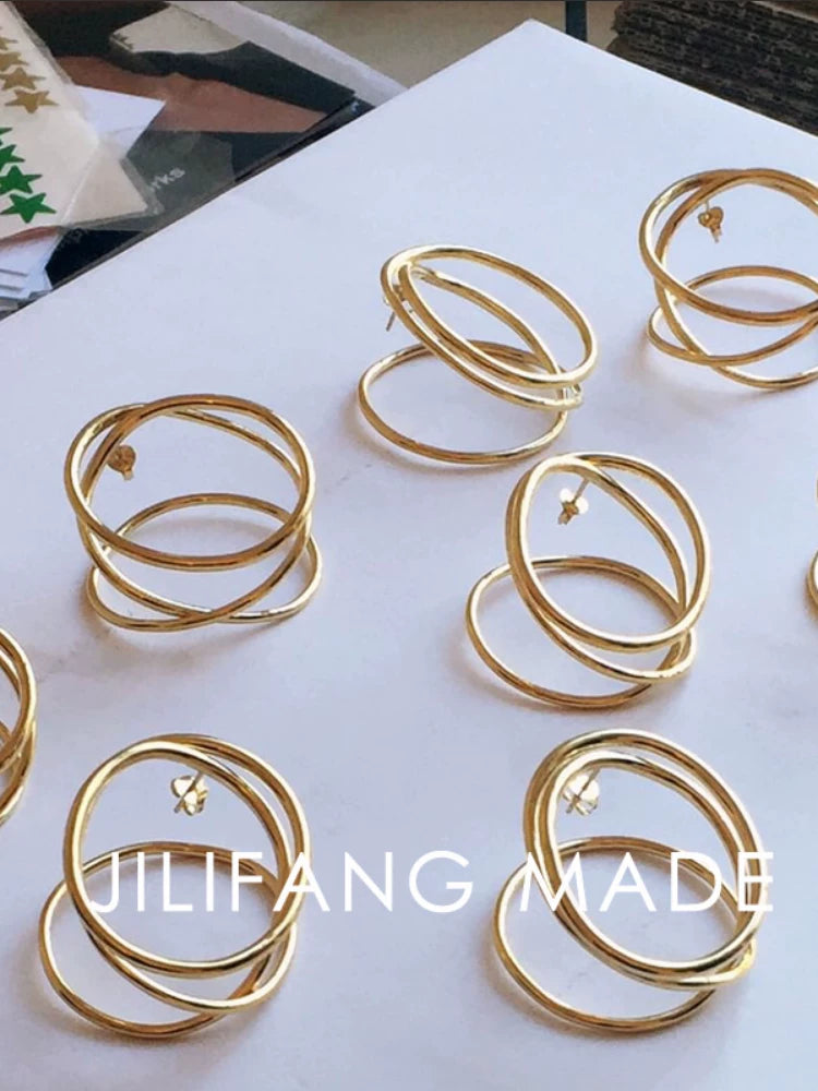 Owner-Worn/Rare Niche Avant-Garde Design European And American Trendy Brand Cool Personalized Earrings Hoops Wrapped Earrings