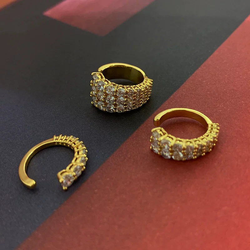 European And American Style Hot Girl Hip-Hop Ear Cuff Inlaid With Rhinestones And Zircons Multi-Layered Layered Ear Cuff Without Pierced Ears