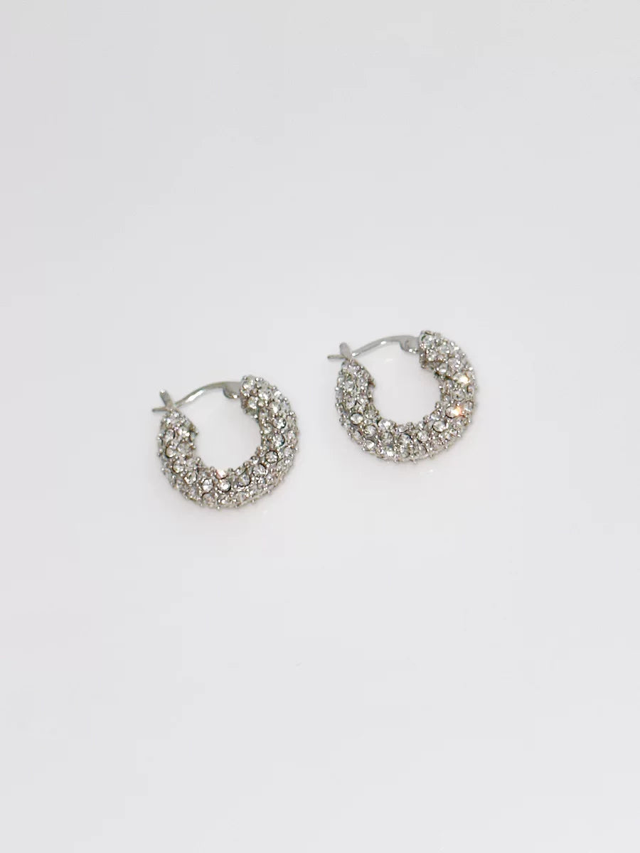 Detsccda | Luxury Full Diamond Thick Round Silver Earrings Hypoallergenic Statement Jewelry Women Sparkling Evening Party Fashion Accessory 2026