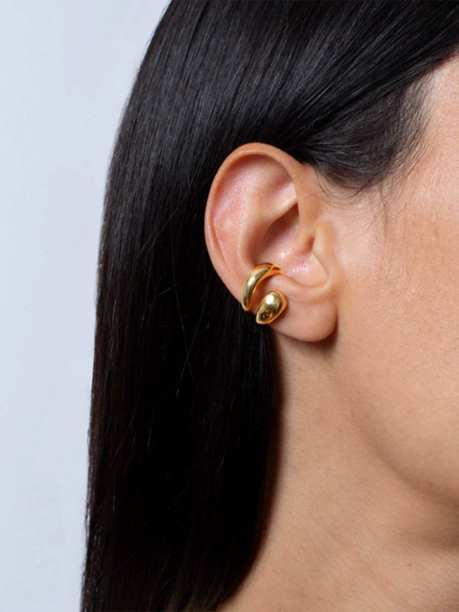 European And American Geometric Lines, Compact, Double-Layered, Irregular Design, Simple, Versatile, Niche, Fashionable, Painless Ear Bone Ear Clips