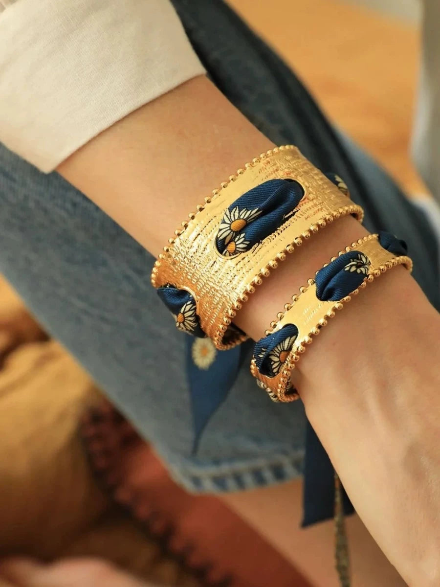 French Niche Design Ribbon Bracelet Frosted Gold Twist Opening Adjustable Middle-Aged Vintage Bracelet