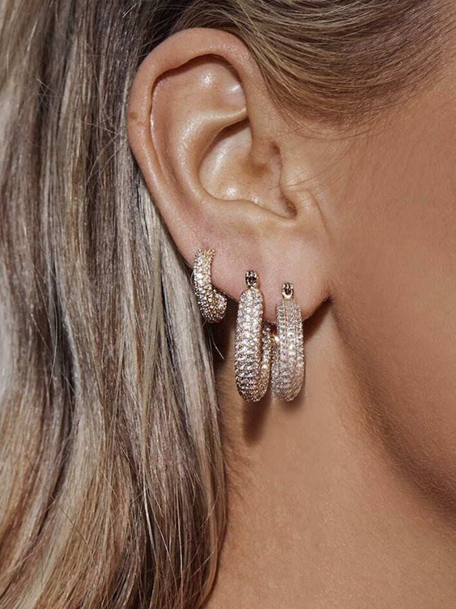 New York Trendy Brand Kendall Kendall Shiny Silver Full Diamond Thick European And American Ins Round Earrings Hypoallergenic Earrings