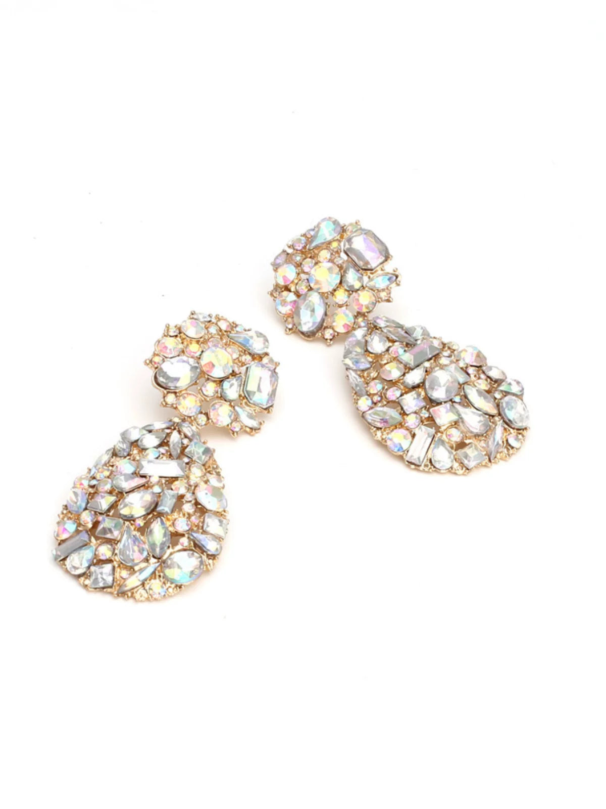 European And American Original Design Water Drop Colorful Diamond Luxury Ball Earrings, Super Sparkling Nightclub Trendy Women'S Earrings