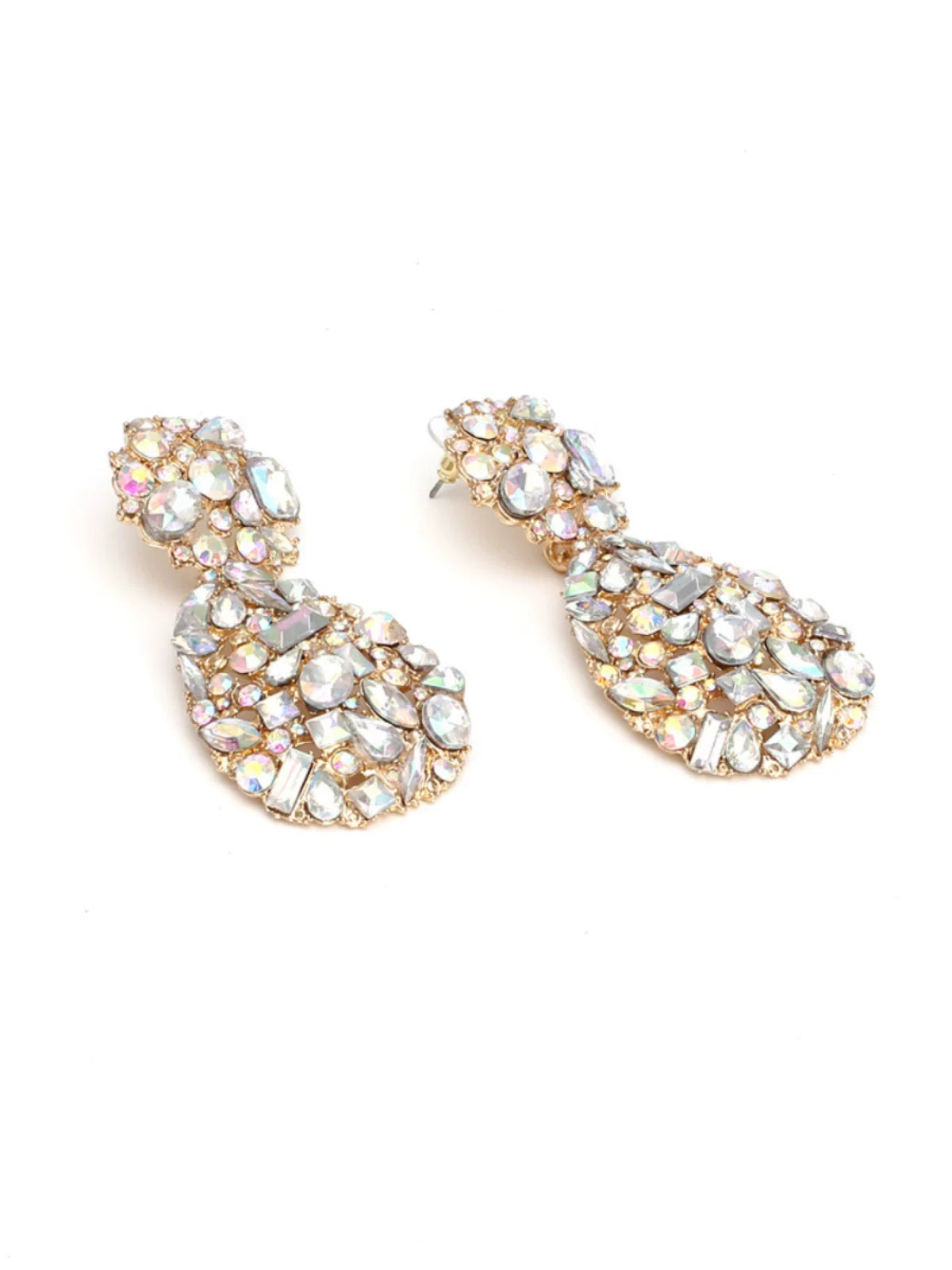 European And American Original Design Water Drop Colorful Diamond Luxury Ball Earrings, Super Sparkling Nightclub Trendy Women'S Earrings