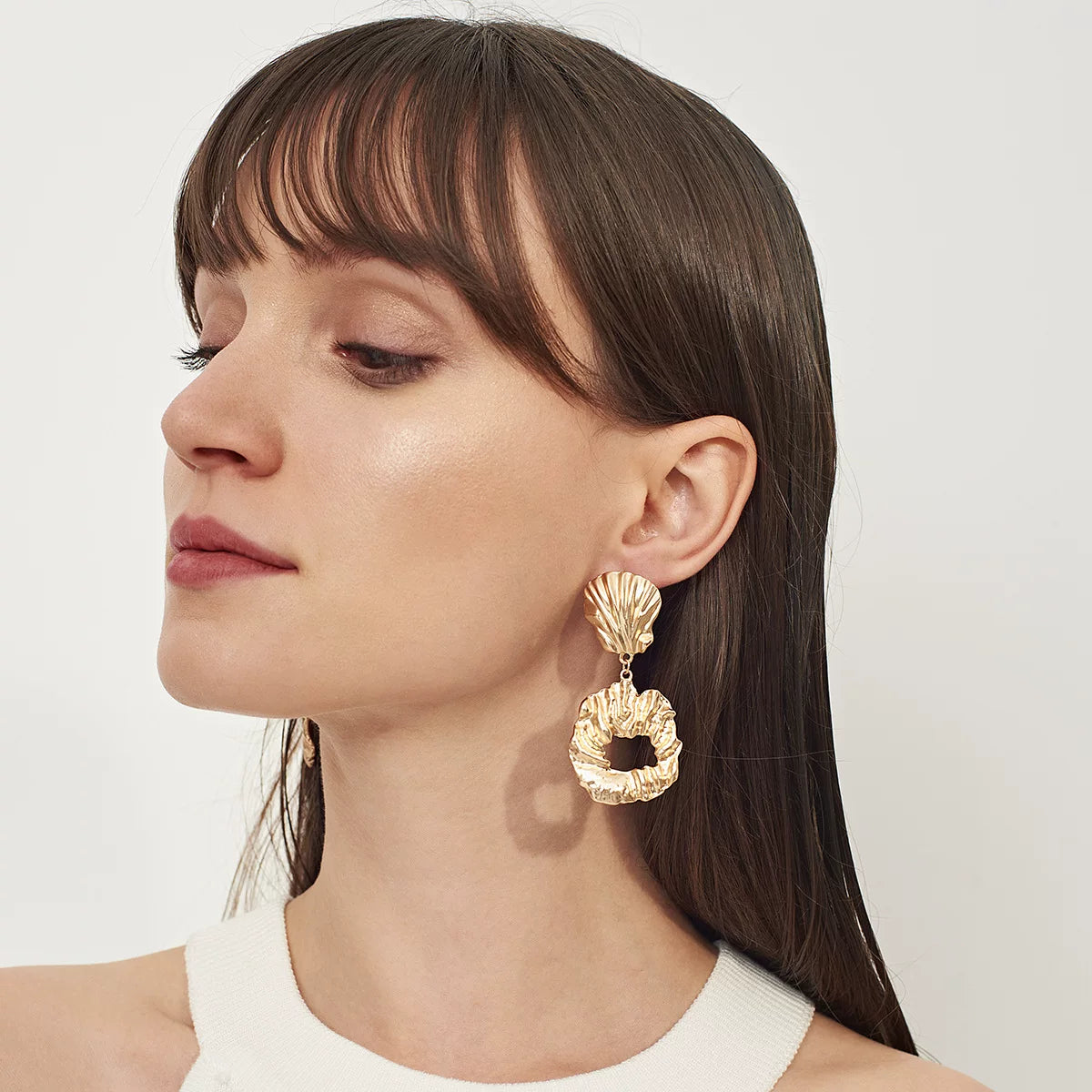 Cross-Border Jewelry, Exaggerated And Creative Metal Shell Earrings For Women, Geometric Irregular Earrings, Trendy Earrings