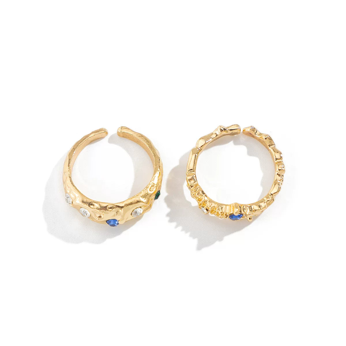 Detsccda | 2026 Irregular Pleated Metal Ring Set with Open Design and Crystal Accents for Everyday Styling