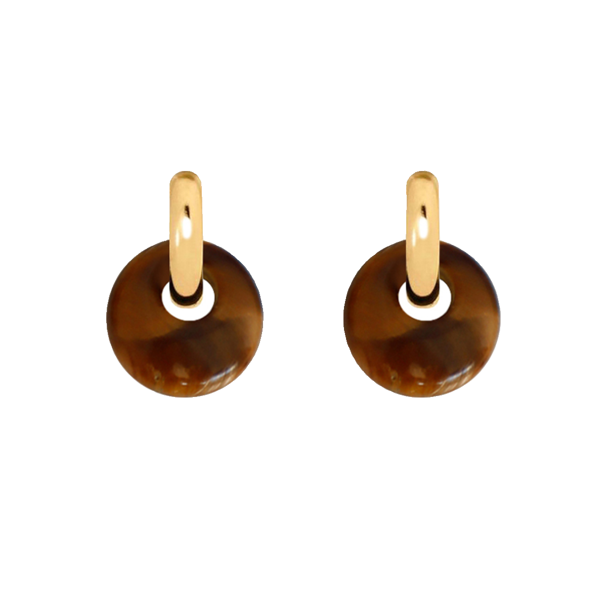 Maillard Retro Style French Style European And American Versatile New Natural Tiger Eye Stone Red Round Peace Buckle Earrings