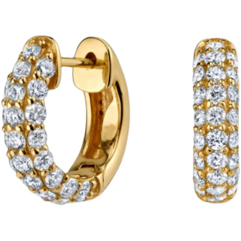 Jilifang Fashionable Stacked High-End Gold-Plated Glossy Combination Inlaid Rhinestone Hoop Earrings Ear Clip Earrings