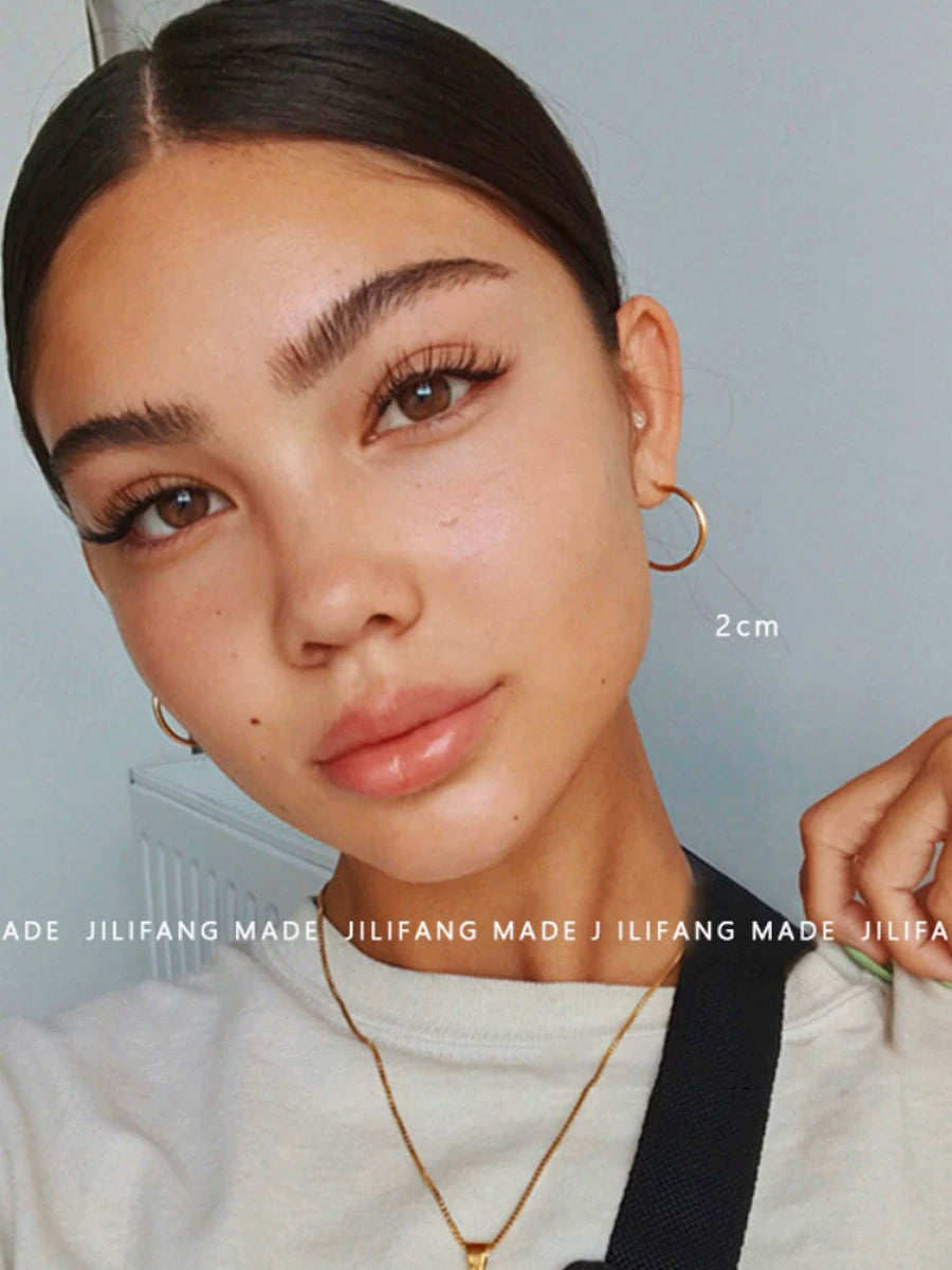 European And American Versatile Minimalist French Retro Style Gold-Plated Silver Anti-Allergenic Glossy Ring Plain Ring Stacked Earrings