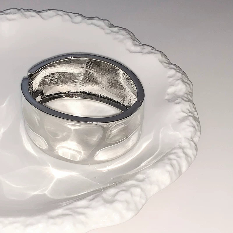 Internet Celebrity Personalized Metal Wide Version Bracelet For Women Niche European And American Metal Open Bracelet Autumn And Winter New Bracelet Accessories Trendy