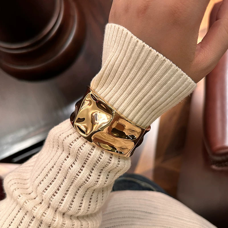 Detsccda | Personalized Wide Metal Open Bracelet Niche European American Autumn Winter New Trendy Women’s Fashion Jewelry