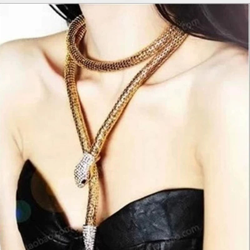 European And American Exaggerated Snake-Shaped Necklace And Bracelet Set, Nightclub Rock Style And Trendy Female Big-Name Necklace And Bracelet
