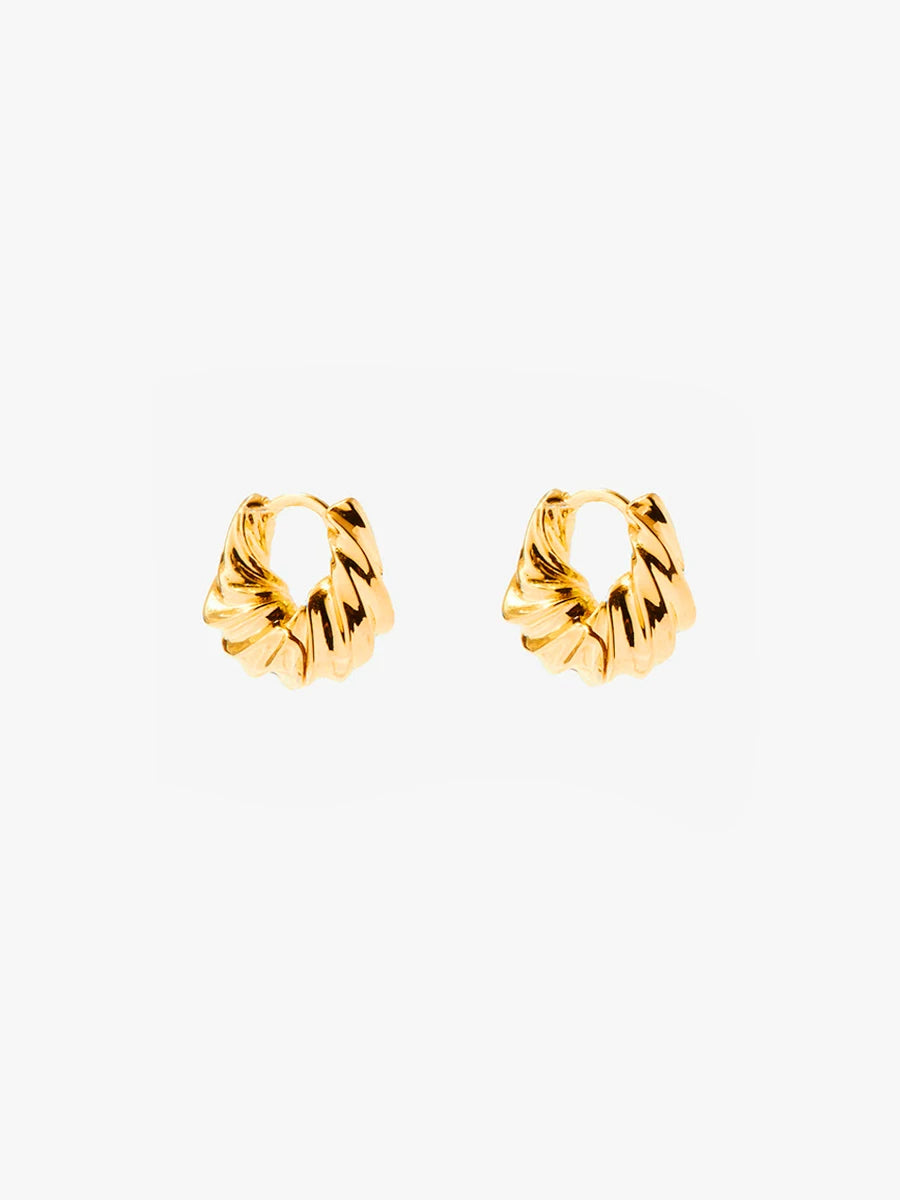 European And American Normcore Cold Style French Retro Geometric Striped Twisted Small Mini Gold-Plated Earrings Croissant Earrings