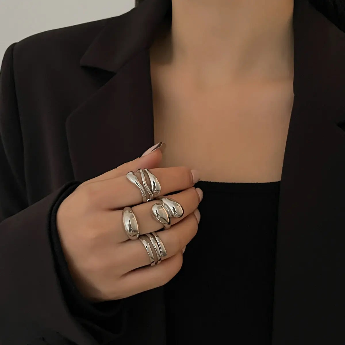 Detsccda | 2026 Women's Large Pearl Open Cuff Bracelet with Water Drop Wide Pattern and Spring Buckle Statement Jewelry