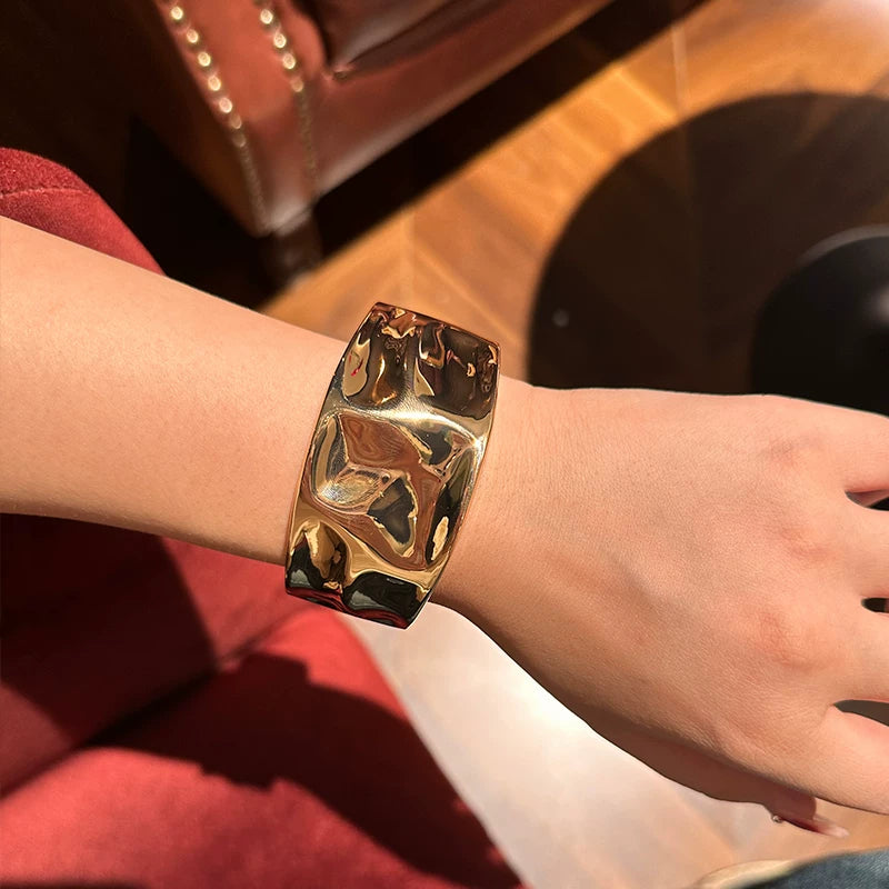 Detsccda | Personalized Wide Metal Open Bracelet Niche European American Autumn Winter New Trendy Women’s Fashion Jewelry